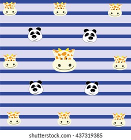 giraffes panda pattern lines background vector illustration
