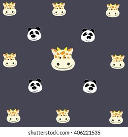 Giraffes panda pattern vector illustration