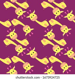 Giraffes pattern, illustration, vector on white background.