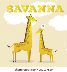 giraffes, savanna