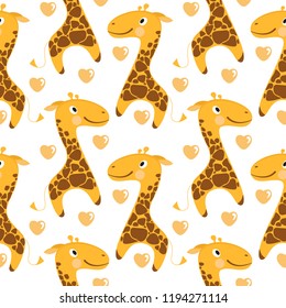 Giraffes seamless pattern on white background