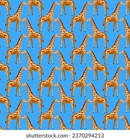 Giraffes seamless pattern, vector graphics