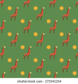 giraffes and sun pattern