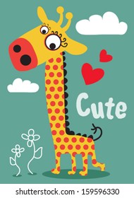 giraffe/T-shirt graphics/cute cartoon characters/cute graphics for kids/Book illustrations/textile graphic/graphic designs for kindergarten/cartoon character design/fashion graphic/cute wallpaper