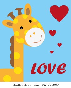 giraffe/T-shirt graphics/cute cartoon characters/cute graphics for kids/Book illustrations/texti le graphic/graphic designs for kindergarten/cartoo n character design/fashion graphic/cute wallpaper