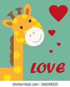 giraffe/T-shirt graphics/cute cartoon characters/cute graphics for kids/Book illustrations/texti le graphic/graphic designs for kindergarten/cartoo n character design/fashion graphic/cute wallpaper