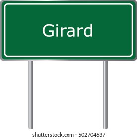 Girard , Illinois , road sign green vector illustration, road table, USA city