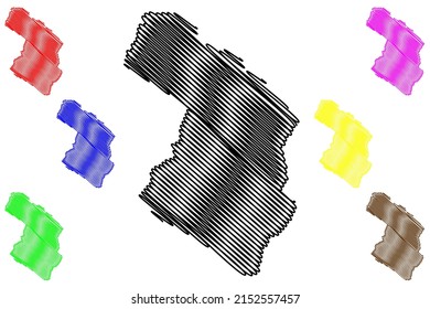 Girau do Ponciano municipality (Alagoas state, Municipalities of Brazil, Federative Republic of Brazil) map vector illustration, scribble sketch Girau do Ponciano map