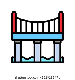 Girder Bridge mini ilustração ícone de cor contorno, uso para engenharia civil, indústria, construção UI, kit UX, aplicativo e desenvolvimento web, digital ou impressão.