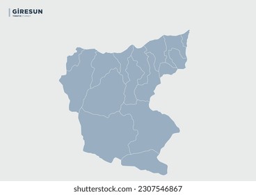 
Giresun province of Turkey, province map.