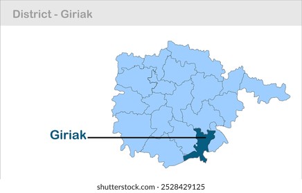 Mapa do sub-distrito de Giriak, Distrito de Nalanda, Estado de Bihar, República da Índia, Governo de Bihar, Território indiano, Índia Oriental, Política, Aldeia, Turismo