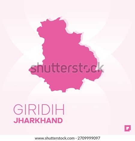 GIRIDIH District Map, Jharkhand, India – Editable Vector Outline.