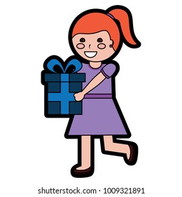 giril with gift box icon image 