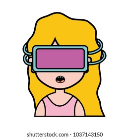 girl with 3d glasses to virtual video game
