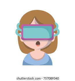 girl with 3d glasses to virtual video game