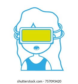 girl with 3d glasses to virtual video game