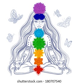 Girl with 7 chakras