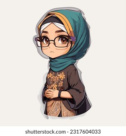 A girl in abaya and spectacles. Girl character.