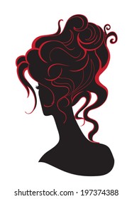 Girl with abstract hair and design wave elements