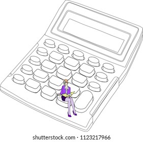 Girl accountant sits with documents