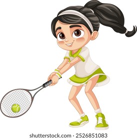 Girl in action with tennis racket