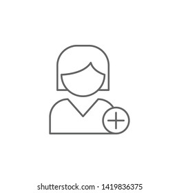 girl add friend outline icon. Elements of friendship line icon. Signs, symbols and vectors can be used for web, logo, mobile app, UI, UX