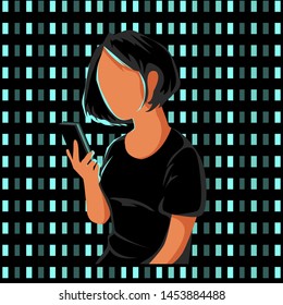 girl addicted to the smartphone vector illustration, awareness poster