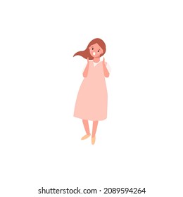 The girl is afraid. The emotion is fear. Flat vector illustration.