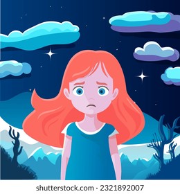 the girl is afraid of the night