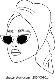 Girl after bathing in sunglasses illustration, a woman with sunglasses, cool girl portrait