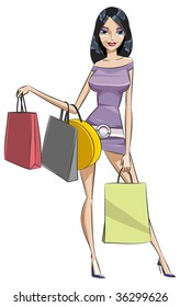 Girl after doing shopping, with some shopping bags