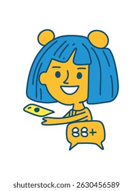  girl with age rating 8 plus, vector illustration
