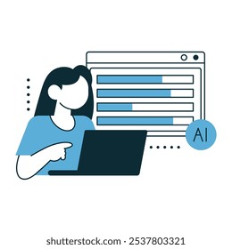 girl and ai machine learning isolated