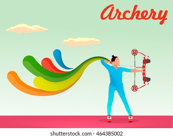 The girl aims from onions at the Summer Games. Rio, Brazil . Illustration , vector , EPS 10 .
