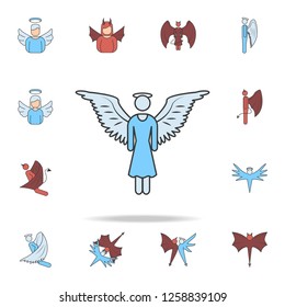 girl angel color field outline icon. Detailed set of angel and demon icons. Premium graphic design. One of the collection icons for websites, web design, mobile app