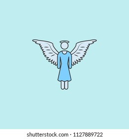 girl angel  icon. Element of angel and demon icon for mobile concept and web apps. Filled outline girl angel  icon can be used for web and mobile on blue background