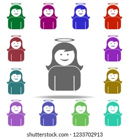 girl angel icon. Elements of Angel and demon in multi color style icons. Simple icon for websites, web design, mobile app, info graphics