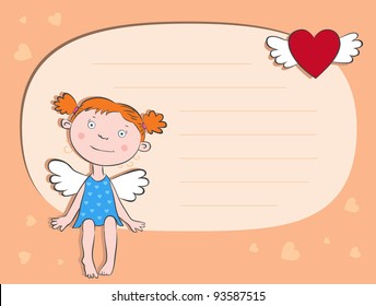 Girl Angel and the letter