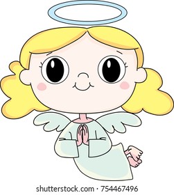 Girl angel in prayer