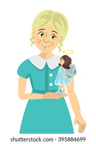 girl and angel vector