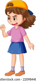 A girl with angry face cartoon character illustration