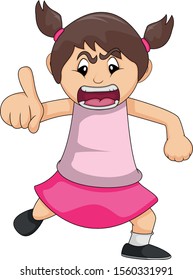
The girl is angry while pointing her finger cartoon vector illustration