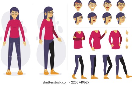 girl animate vector character design
