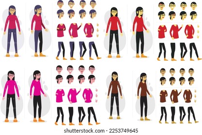 diseño de caracteres vectoriales de animación de niñas