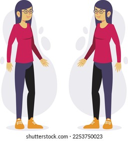 Diseño de caracteres vectoriales de animaciones femeninas