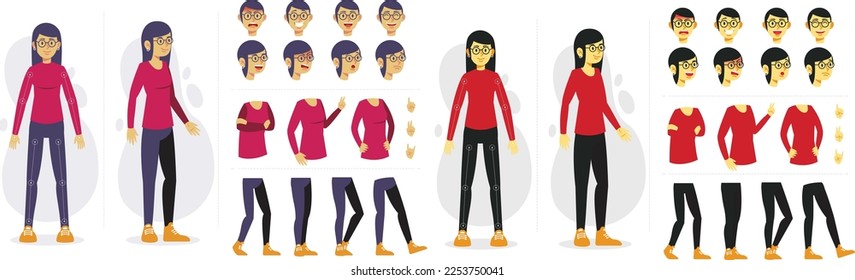 Girl animate vector character design
