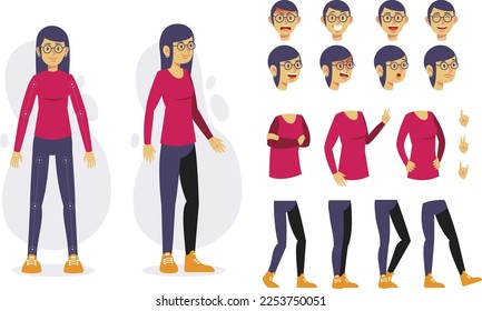 Girl animate vector character design