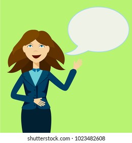 Girl With Announcement And Speech Bubble, Commercial, Promotion, Event, Ad, Marketing, Announcer