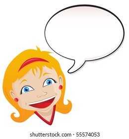 Girl announcement with speech bubble. Editable Vector Illustration
