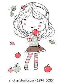 Girl with apples.